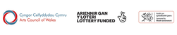 Cyngor Celfddydau Cymru / Arts Council of Wales - Ariennir gan y Loteri  / Lottery funded - Noddir gan Lywodraeth Cymru / Sponsored by Welsh Governement logo
